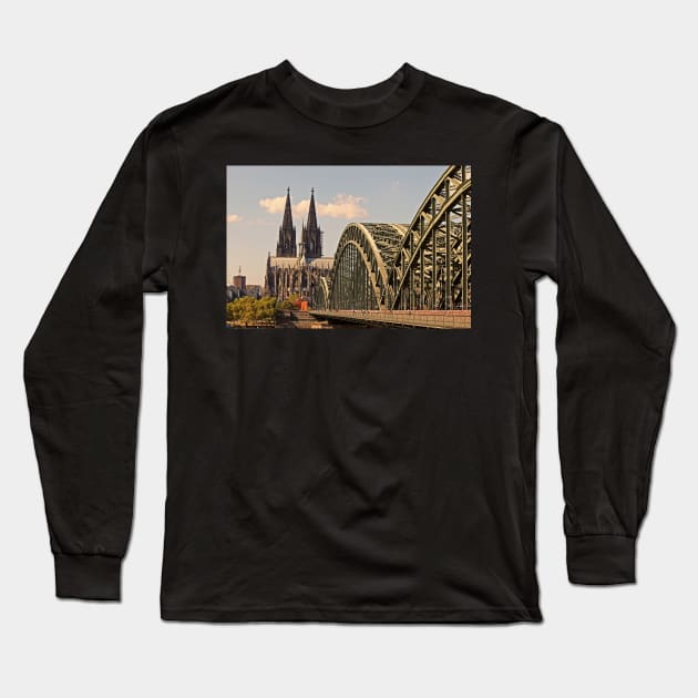 Köln Cathedral and Bridge Long Sleeve T-Shirt by Bierman9